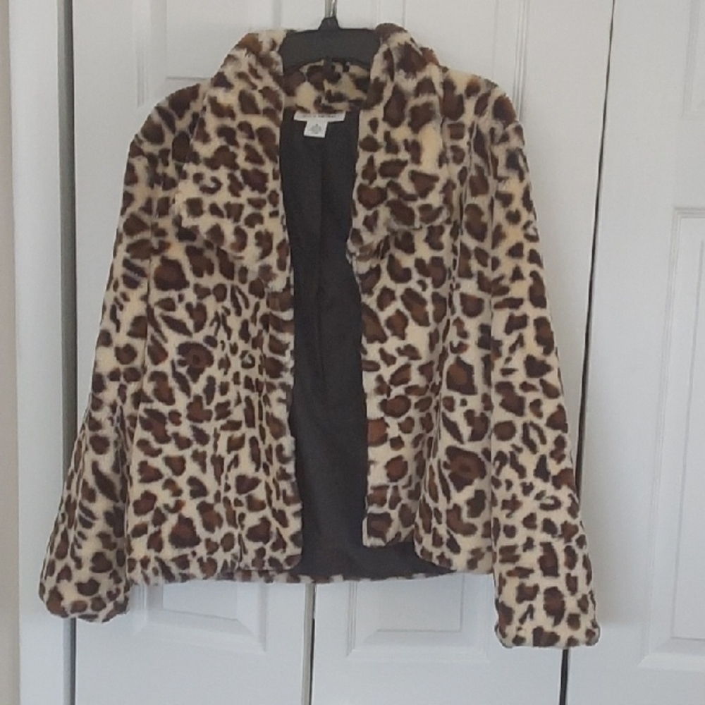 Leopard Print Faux Fur Jacket